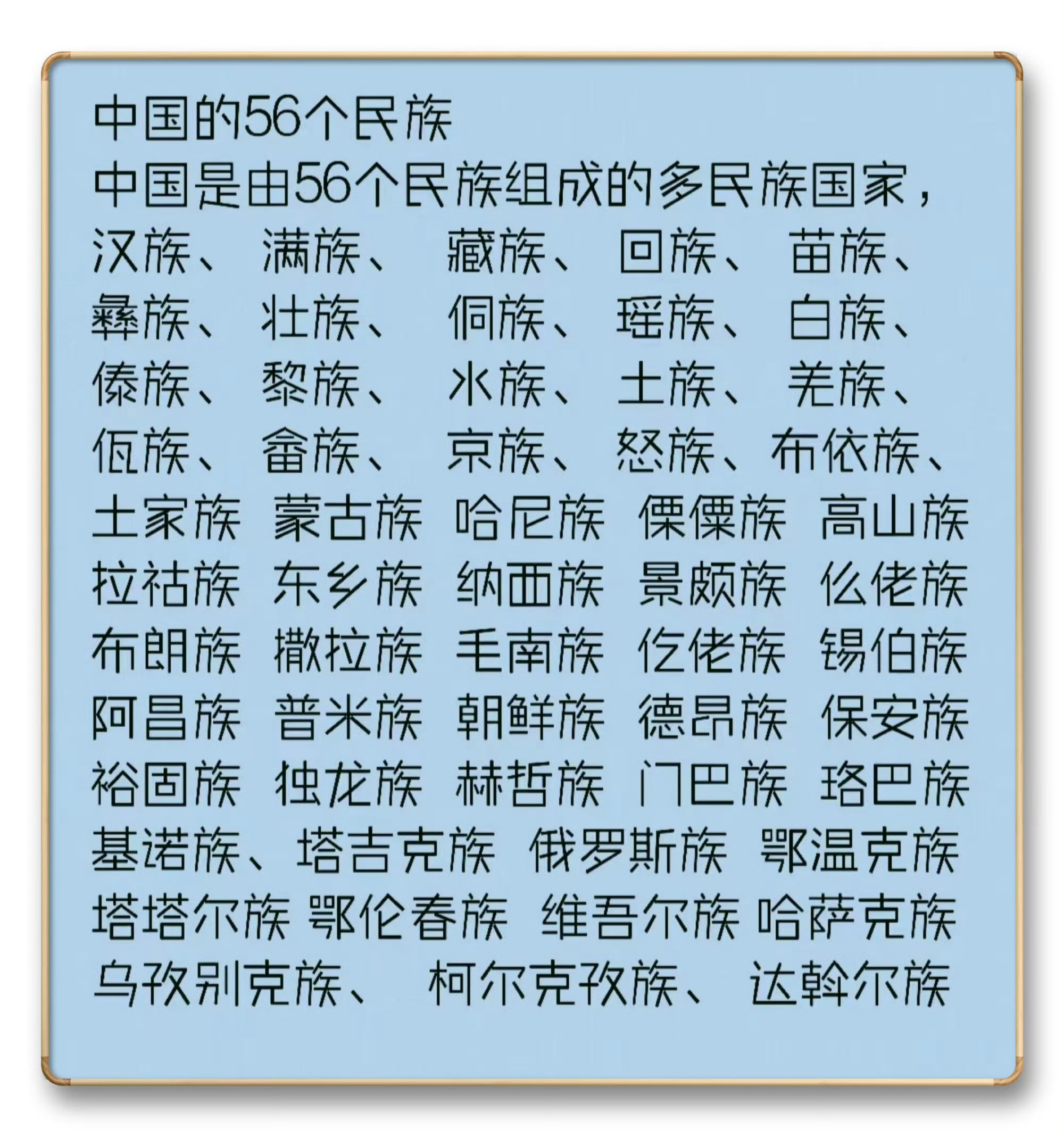 “ 五十六个民族名称 ... ” ​​​