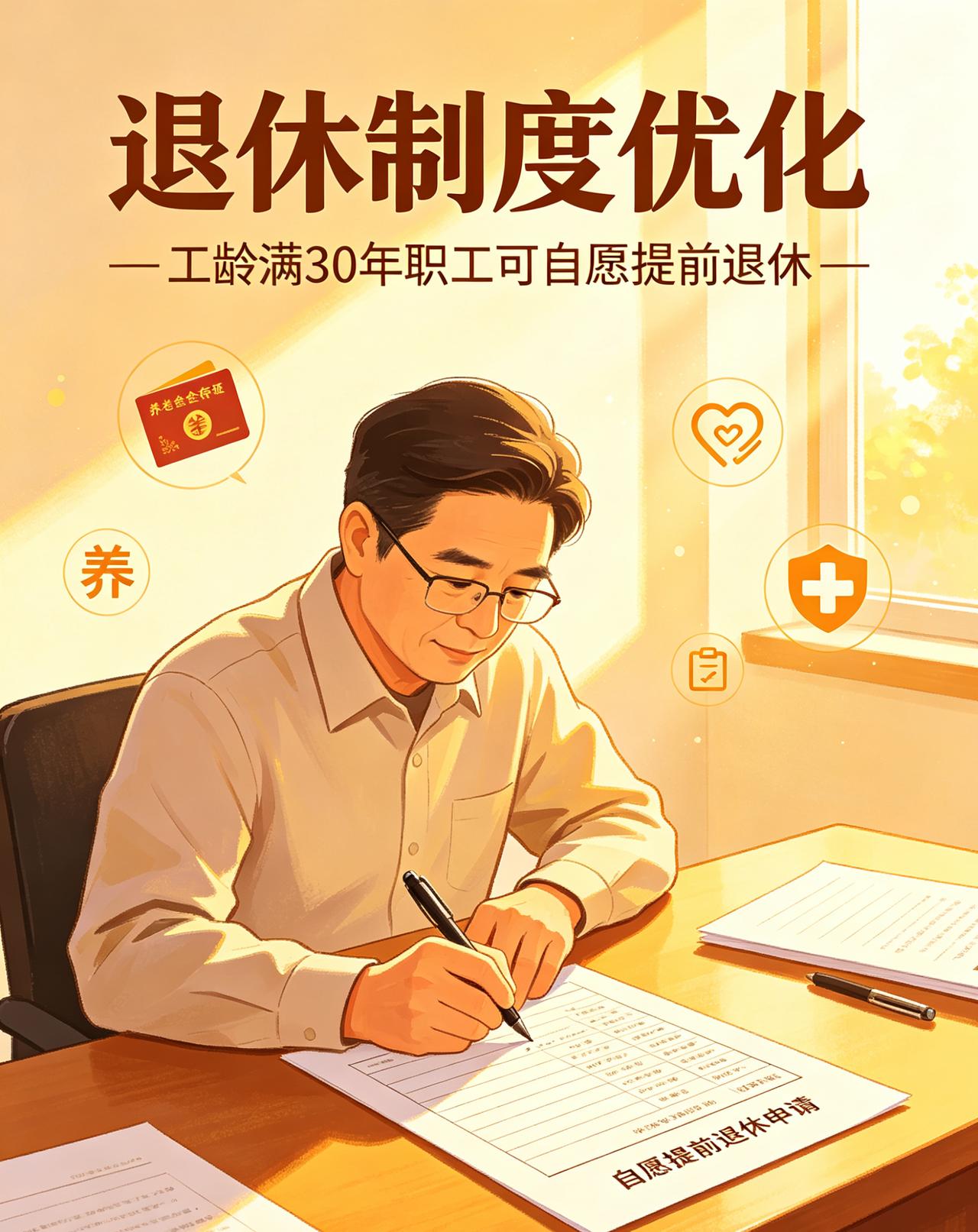 退休制度持续优化，工龄达标
自愿早退有落地空间，
多地正梳理推进
 

退休制度