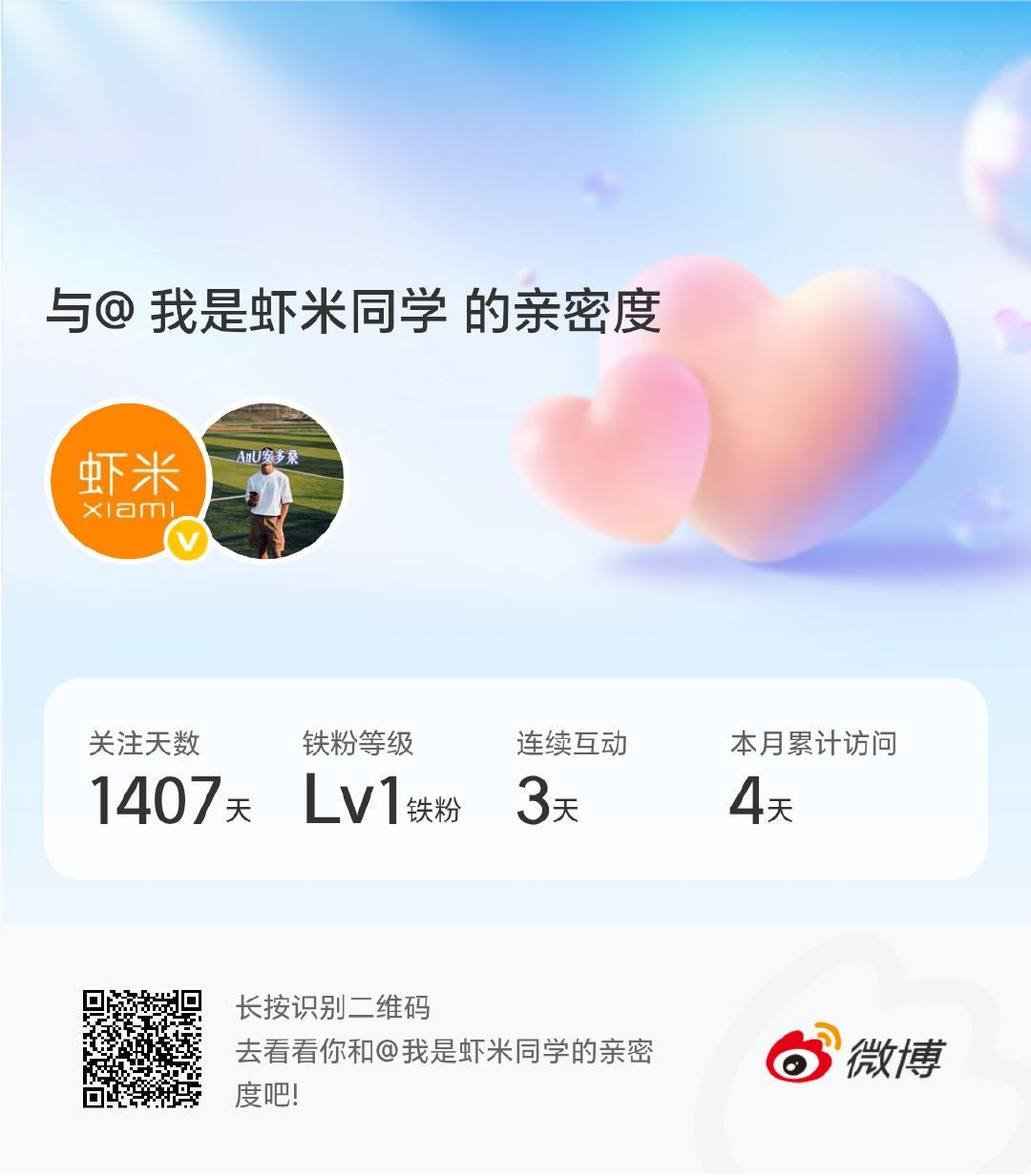 快来看看我与的亲密度！网页链接微博亲密度与我是虾米同学的亲密度