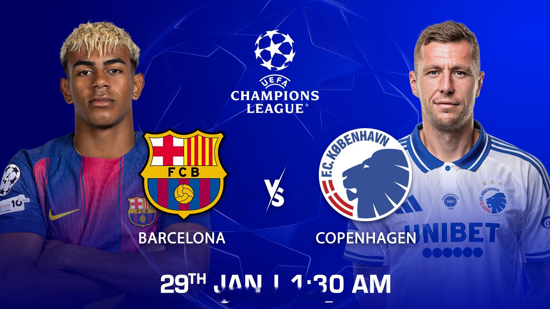 欧冠第八轮，巴萨vs哥本哈根裁判名单：主裁判：巴斯蒂恩（法国）助理裁判：扎克拉尼