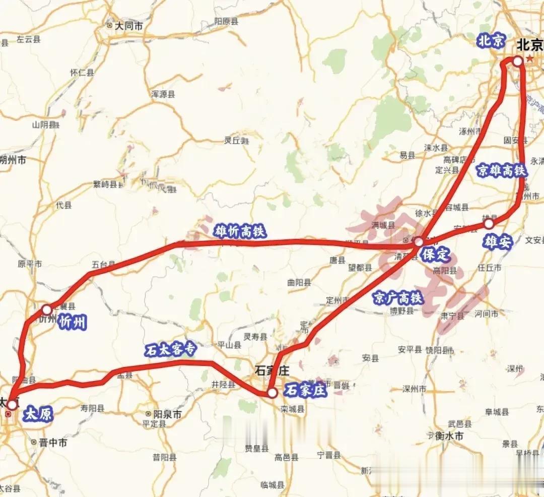 北京-太原高铁线路图