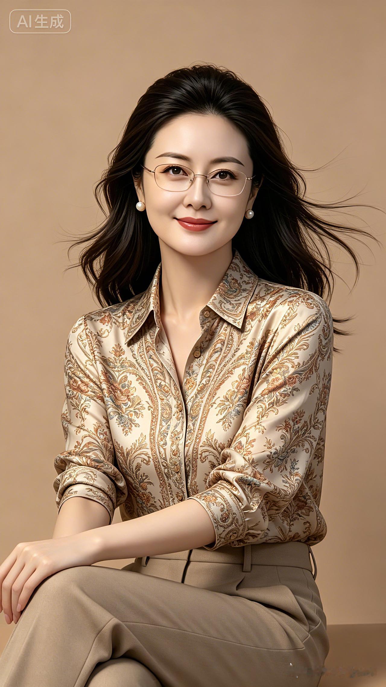 知性佳人（留最后一句，邀读者续写）
眉眼温婉溢华光，
镜架凸显气质彰。
青丝轻舞