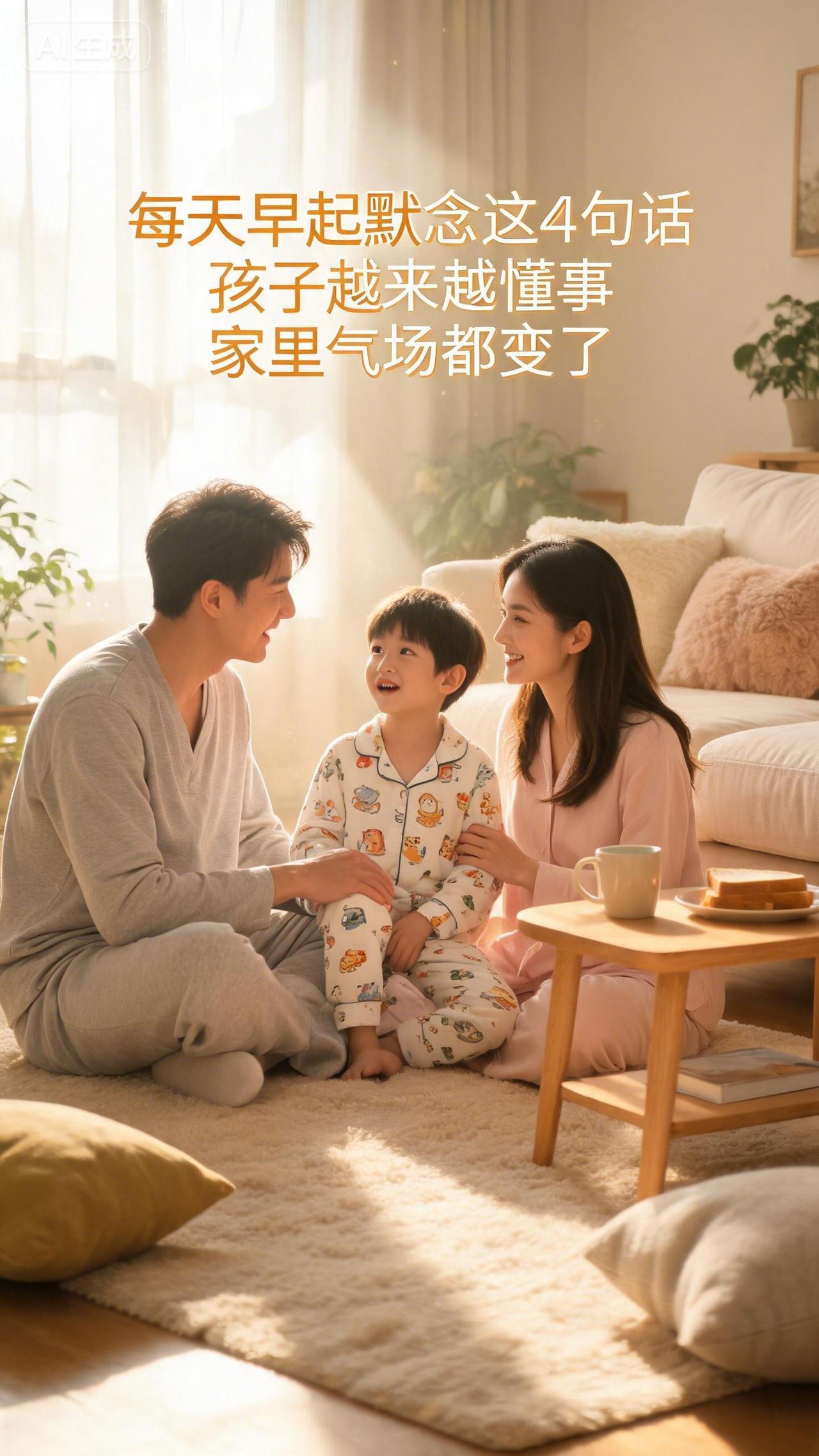 每天早起默念这4句话，孩子越来越懂事，家里气场都变了

你盼着孩子聪明懂事、将来