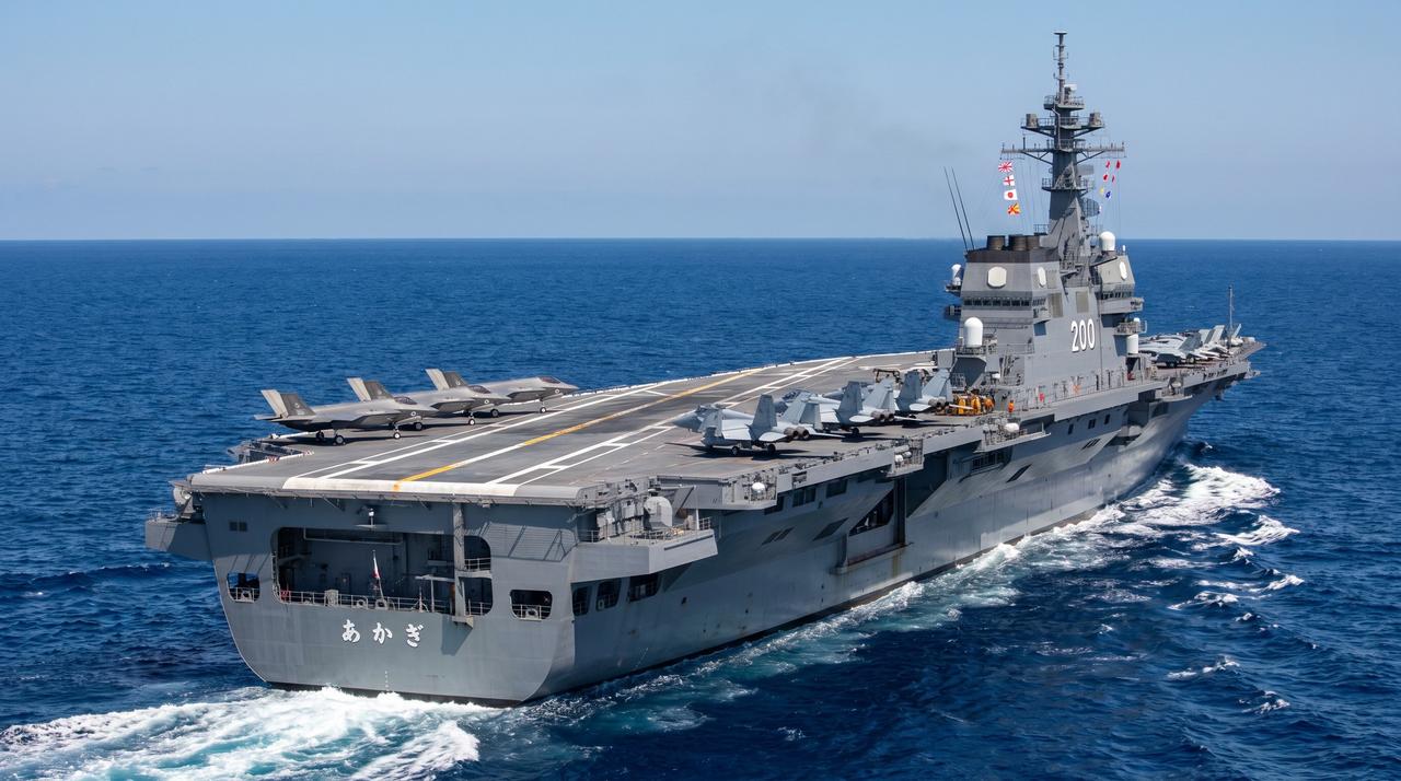 日本网友幻想出的海上自卫队新型护卫舰（它们对航空母舰的狡称）“赤木”号，基本参数