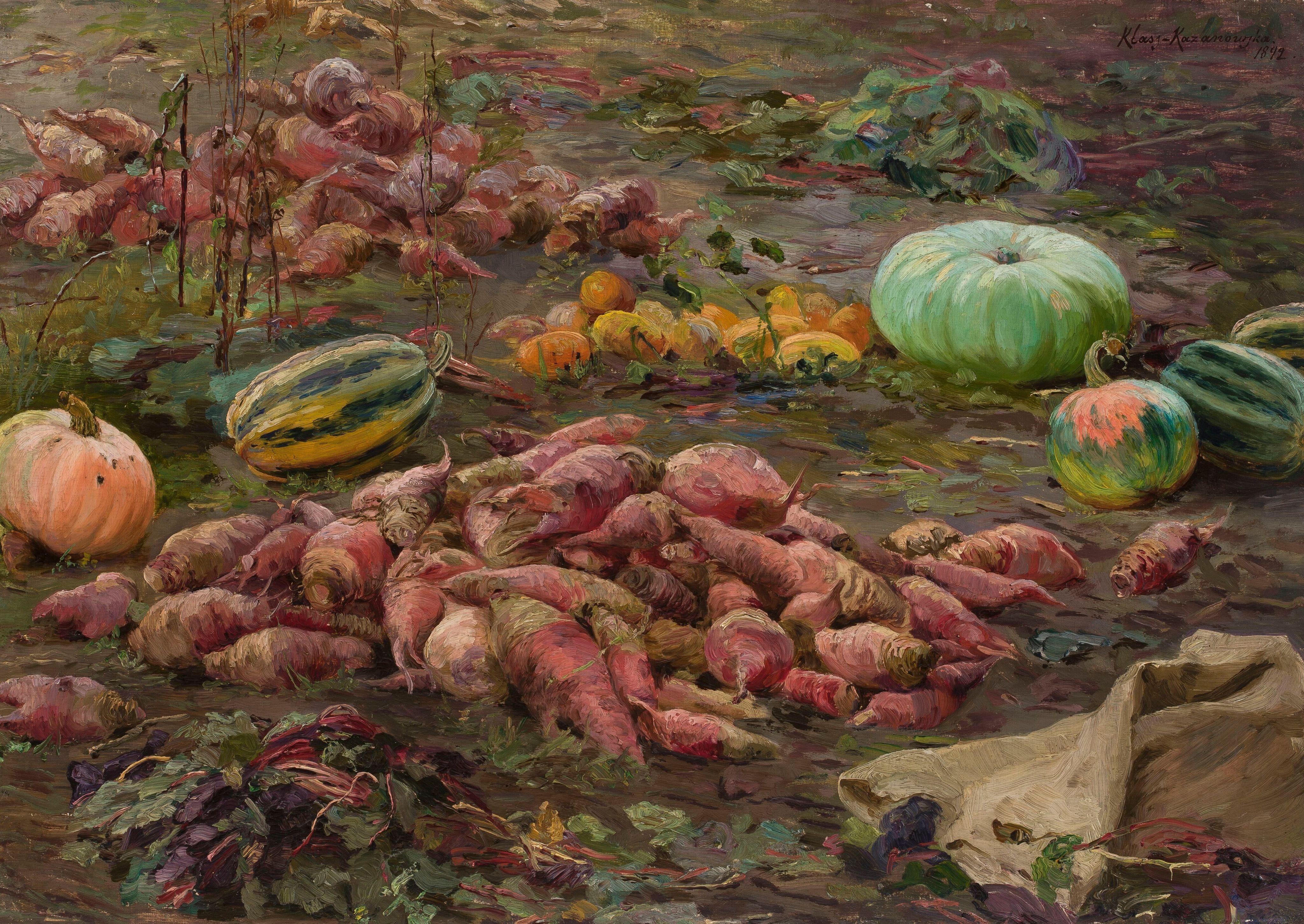 田野上的甜菜和南瓜，1892年，波兰画家玛丽亚•克拉丝-卡扎诺夫斯卡 ​​​