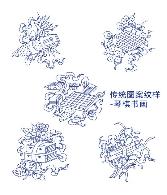 传统图案纹样琴棋书画