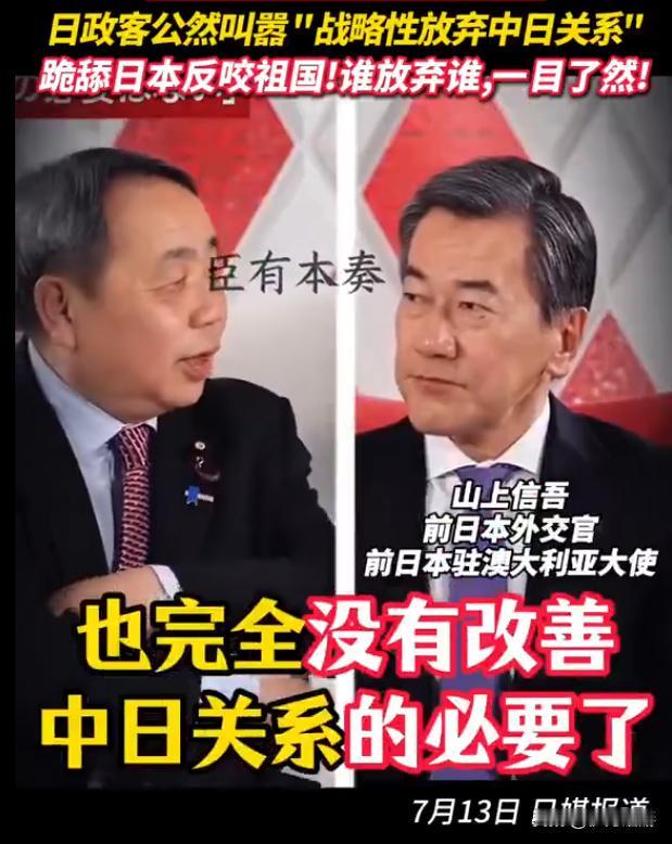 汉奸石平，结果他给日本高层出的主意，居然是战略性放弃中日关系。

石平是四川成都