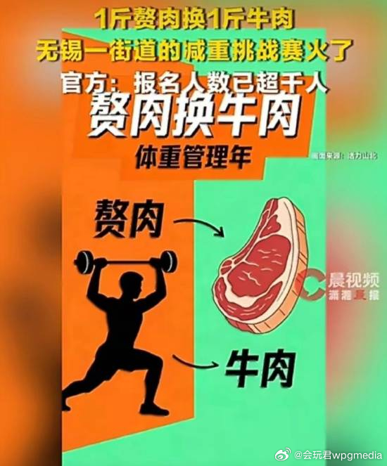 “1斤赘肉换1斤牛肉”已超千人报名近日，江苏省无锡市梁溪区山北街道发起了一项健康