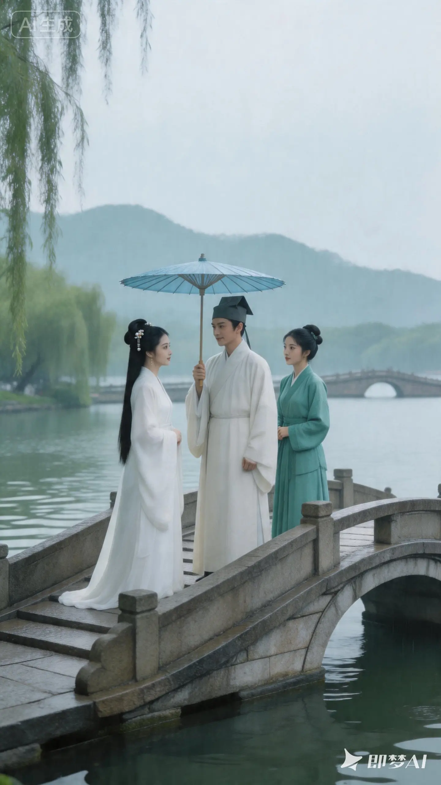 豫剧《断桥》剧情演绎。   西湖断桥，白素贞、小青与许仙的一段爱情佳话。