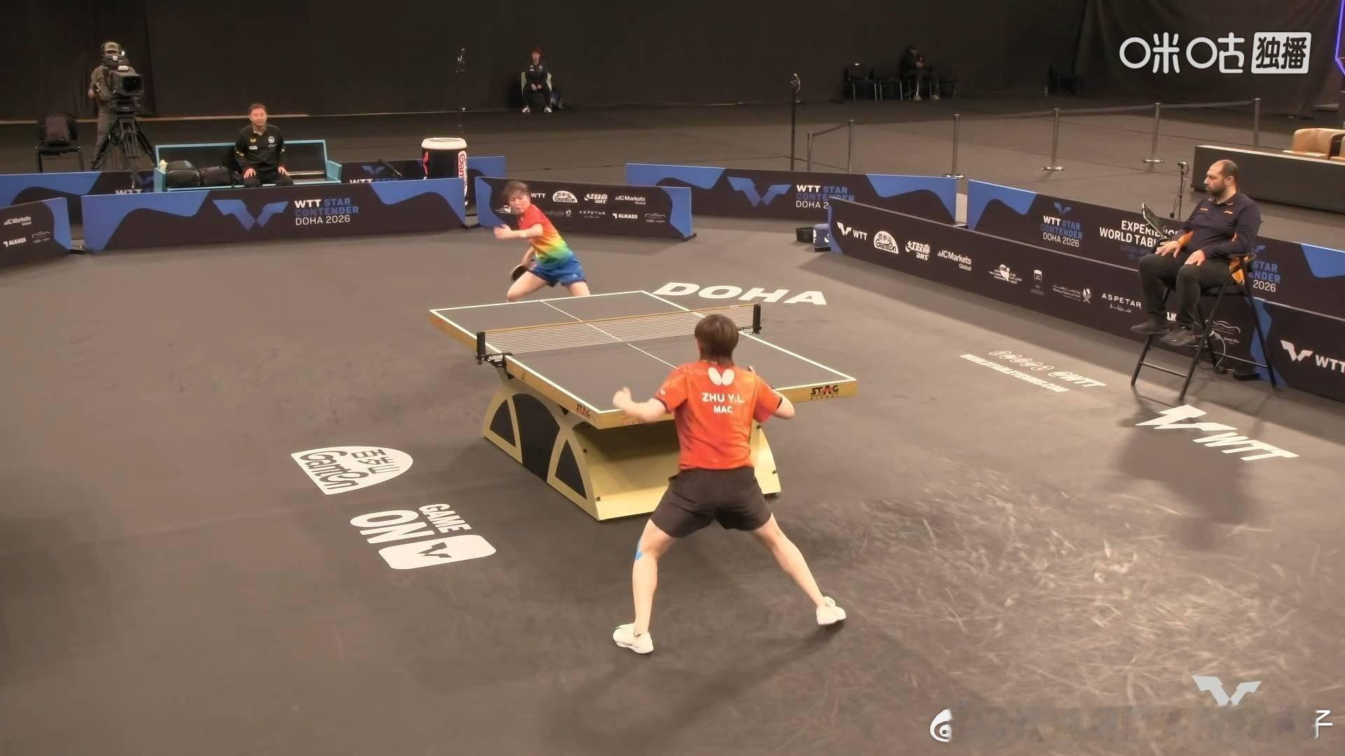 朱雨玲3比2芝田沙季（-7，5，7，-2，7）晋级2026WTT多哈球星挑战赛女