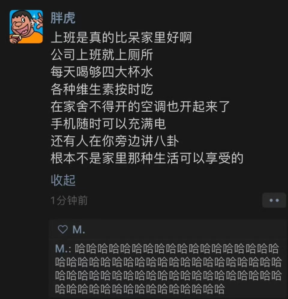 突然发现上班真的比呆家里好 