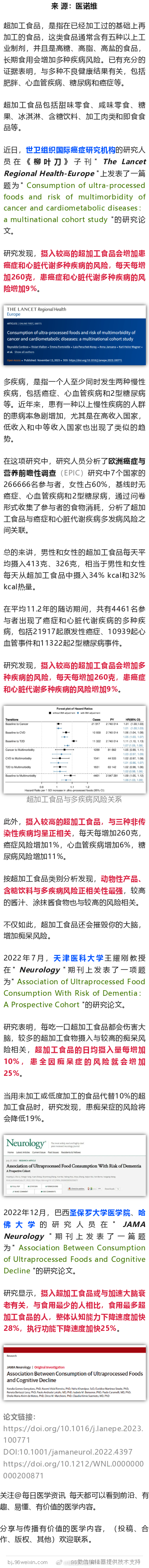 柳叶刀子刊：这些食品，不仅摧毁大脑，还增加癌症、心脏病风险近日，世卫组织国际癌症