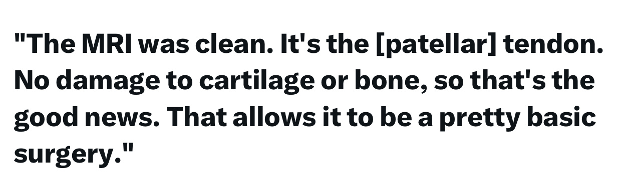 科尔在湾区博客WillardAndDibs分享了一些关于穆迪伤情的急需的好消息：