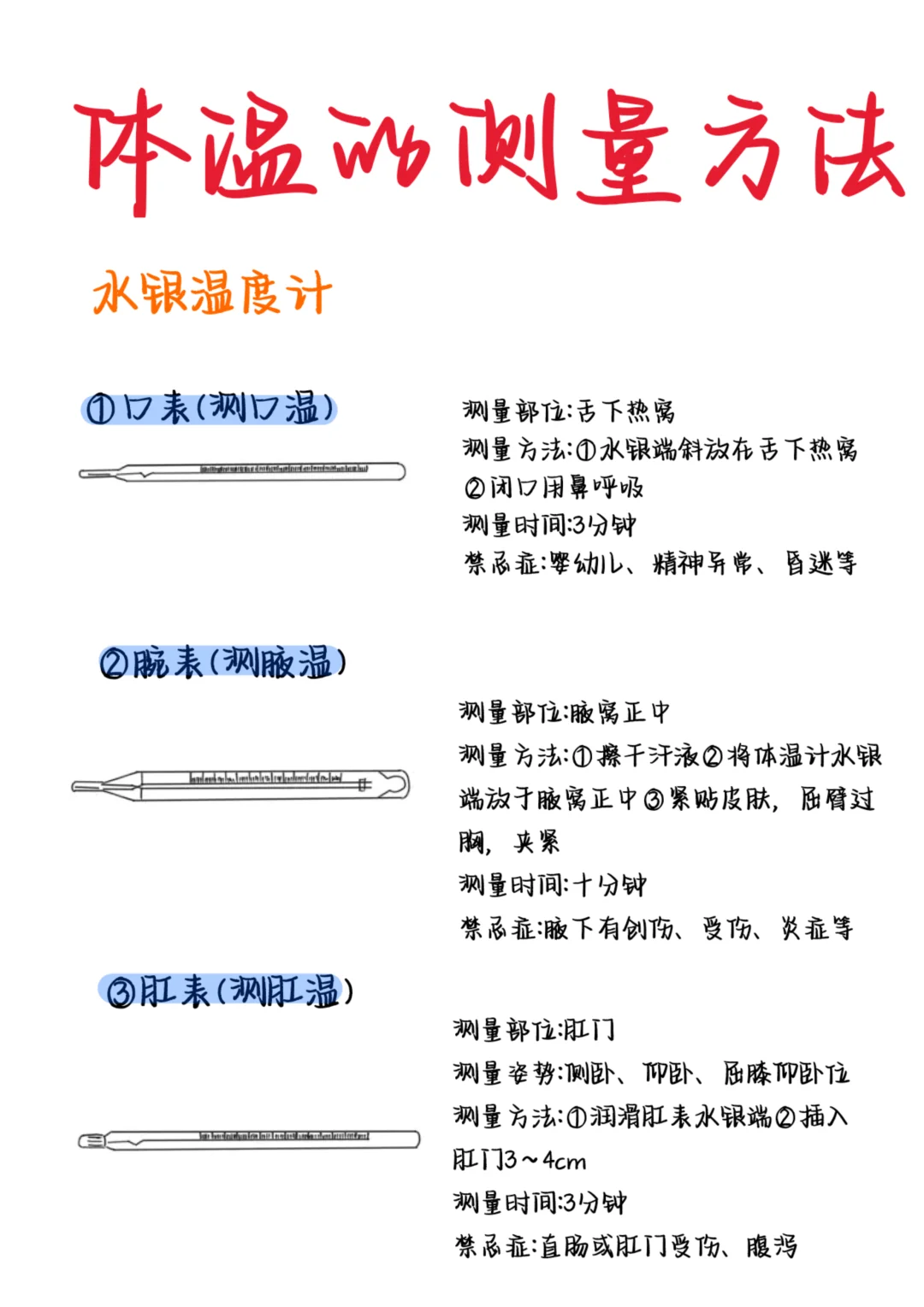 医学生笔记——体温测量方法