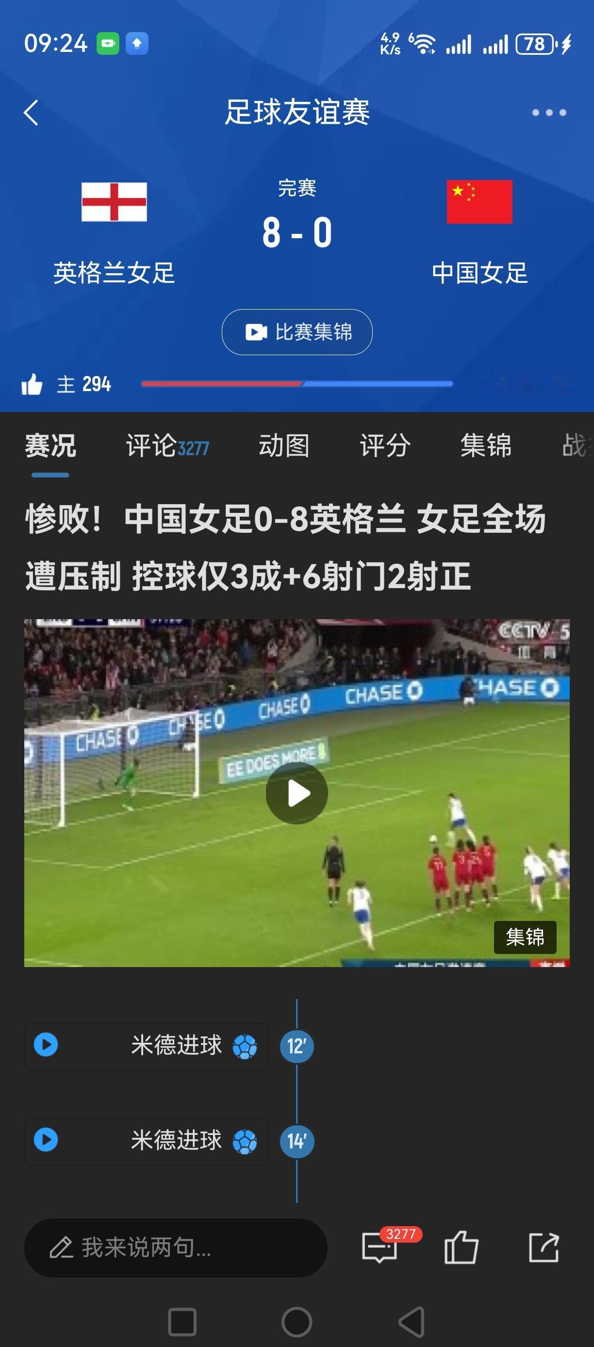 太惨了！中国女足被英国踢了个8：0！
完全是之前，U16国少踢斯里南卡的即视感！