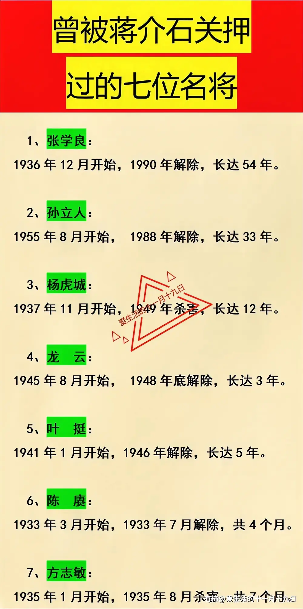 曾被蒋介石关押过的七位名将关注我了解更多