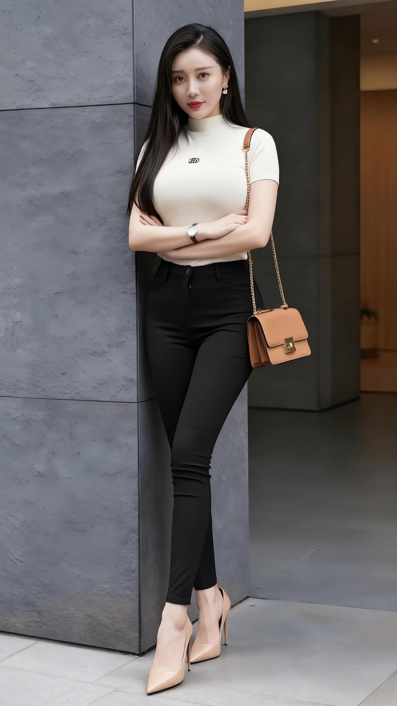 知性优雅都市风职场丽人，黑白经典搭配，潮流时尚感爆棚！