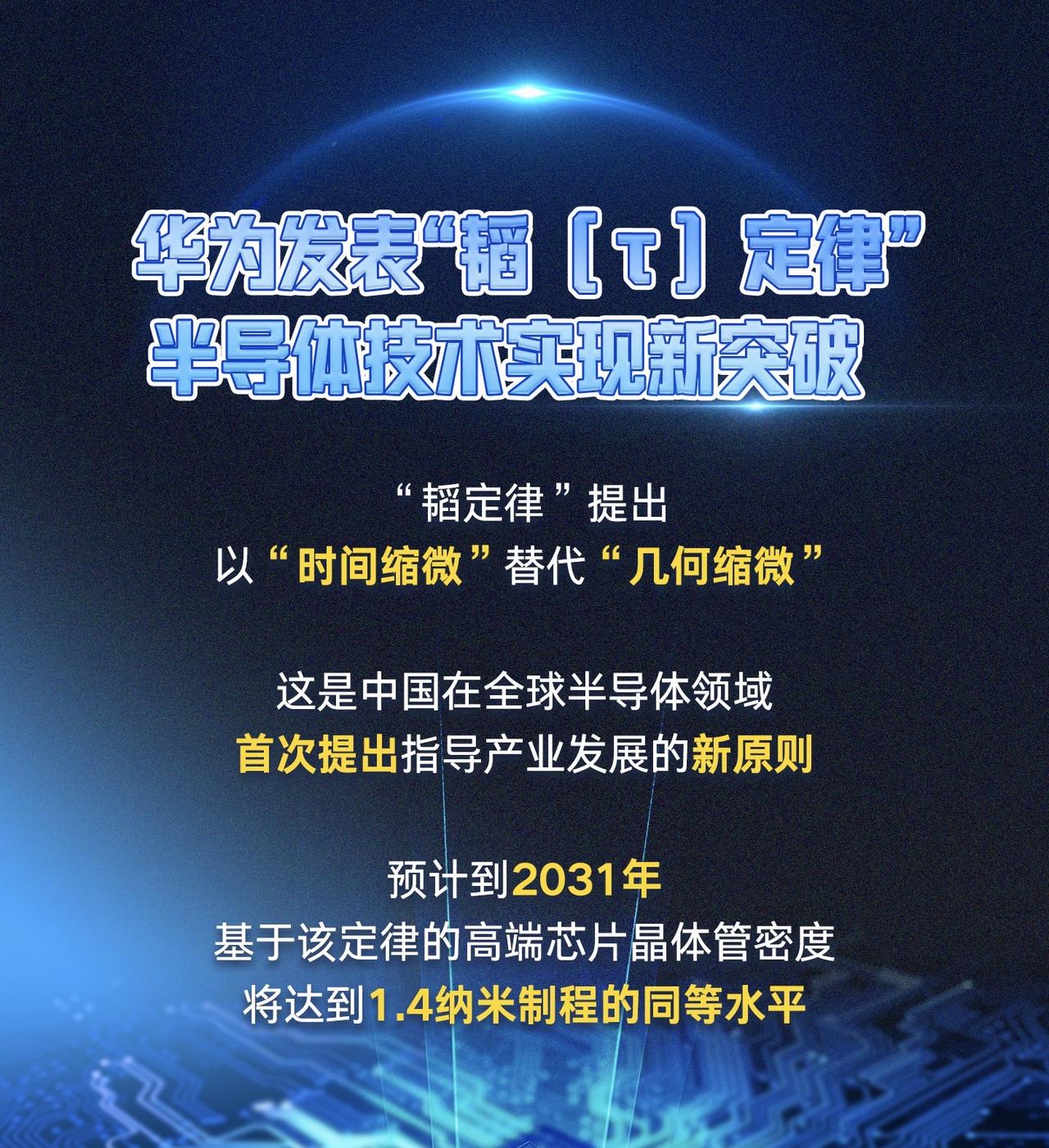华为这个厉害了！

“韬定律”提出以“时间缩微”替代“几何缩微”，以系统性降低时