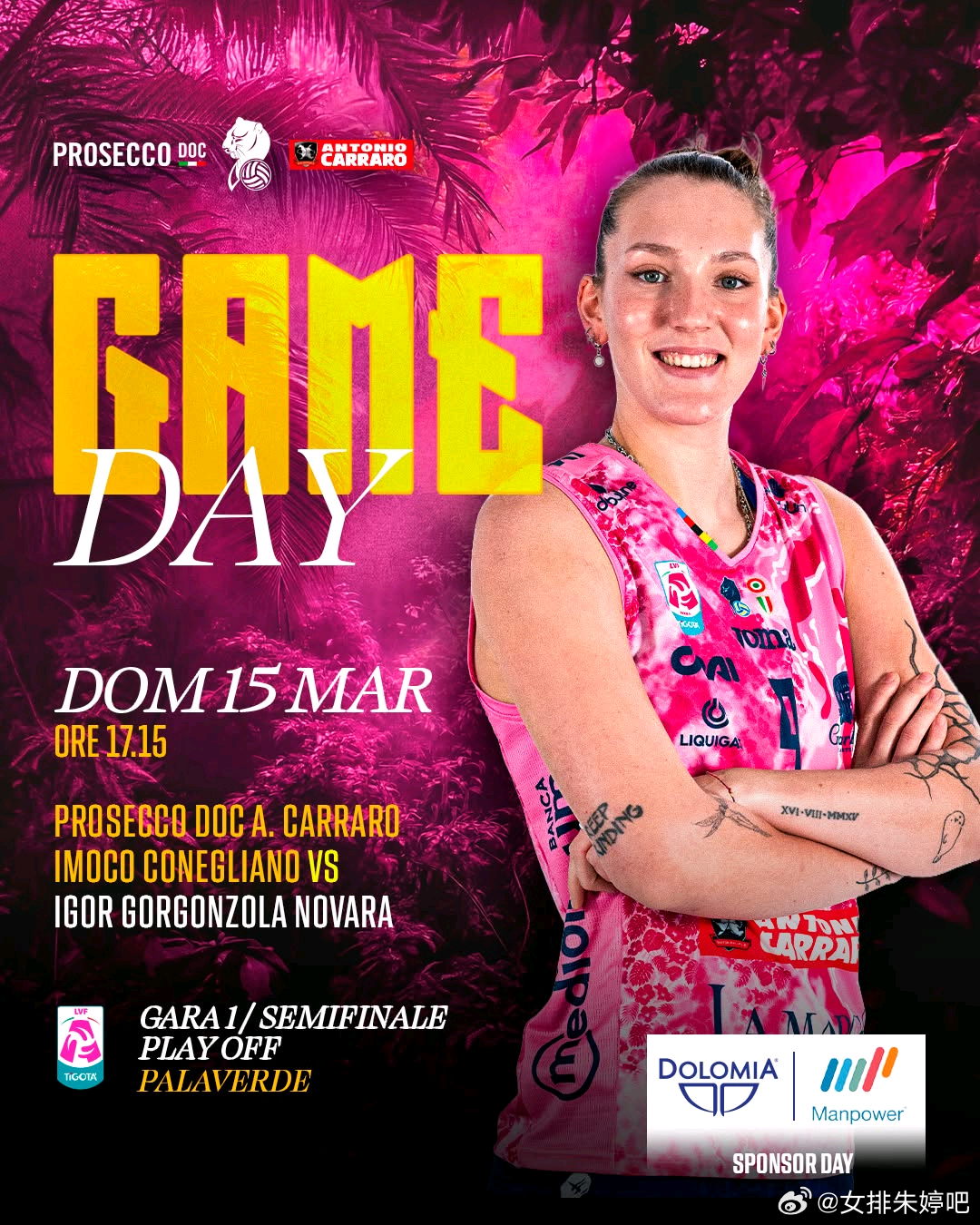 朱婷掌上明朱 一路婷你 【2025-26意甲联赛半决赛第一回合】队伍：科内利亚诺