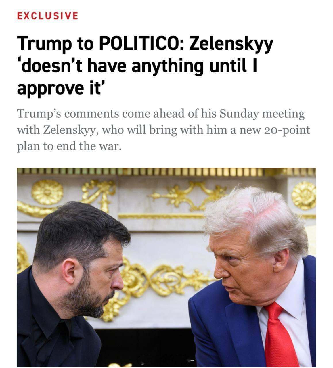 特朗普：除非我点头 否则泽连斯基“什么也没有”美国总统特朗普在接受采访时表示，乌