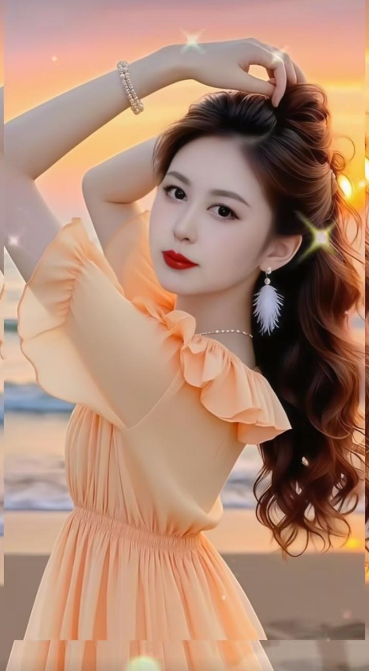 温柔海风中的甜美少女，橙黄色连衣裙，海边漫步，浪漫时光。中伏天有哪些解暑小妙招 