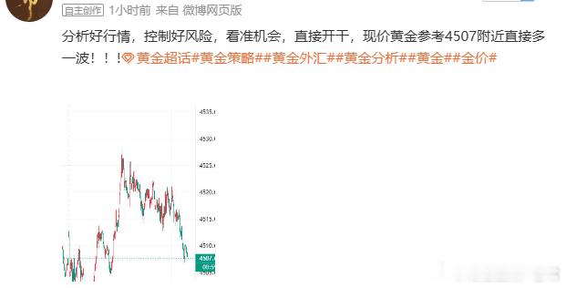 现报价4511位置，实时布局4507多单已有40点利润，你常哥一出手，就知道这利