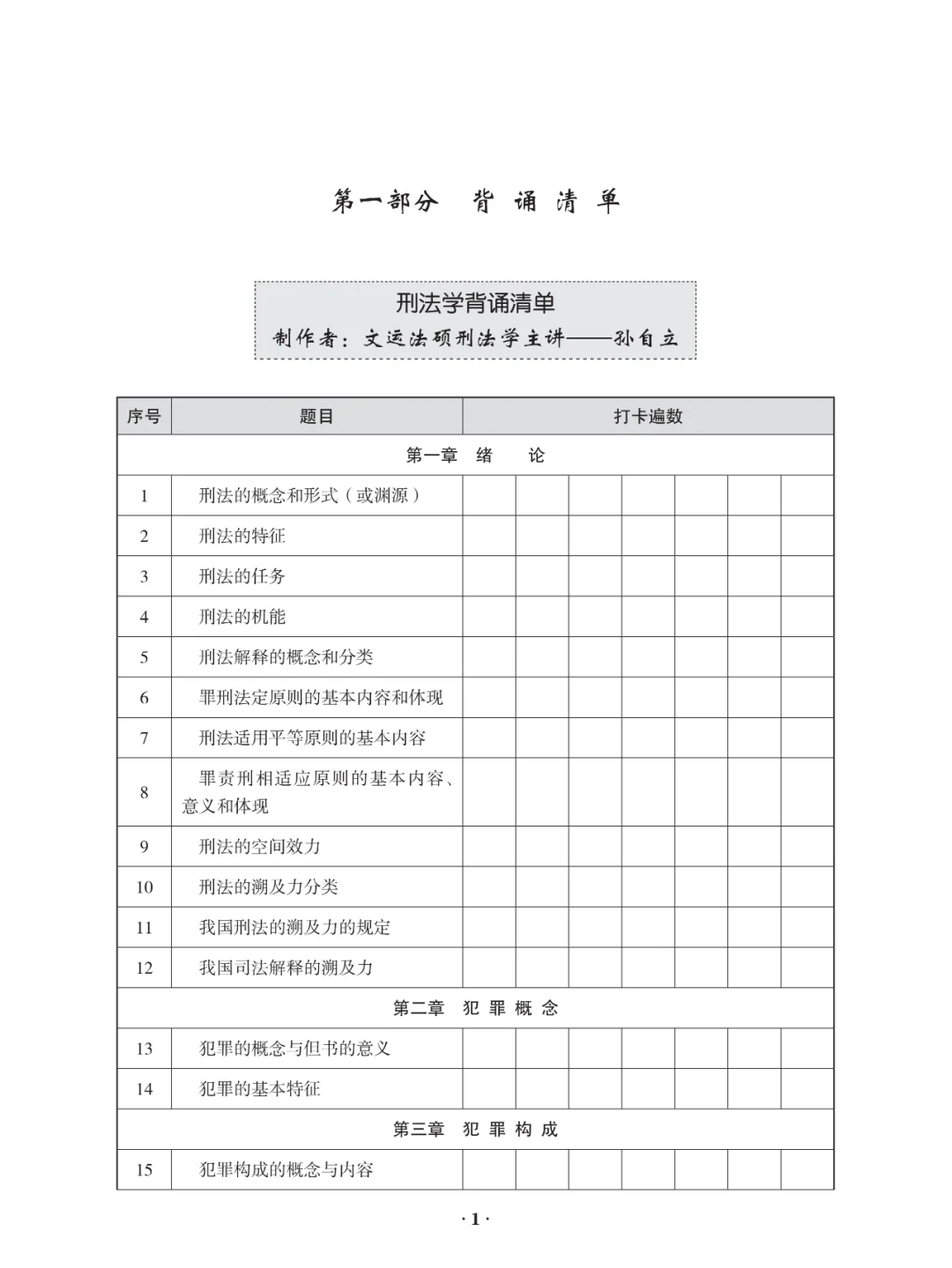 背诵逻辑刑法学背诵清单-孙自立