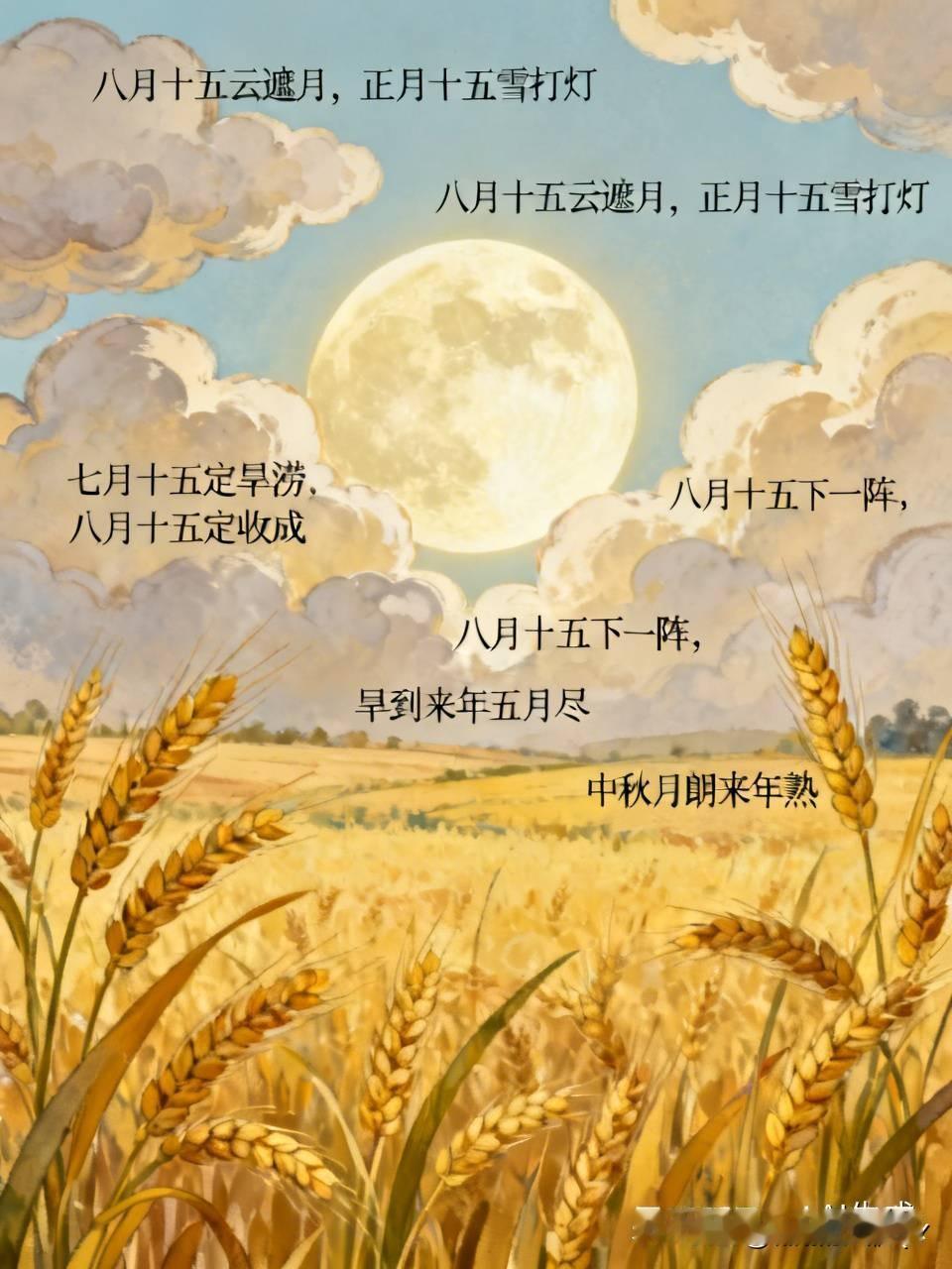 今天是八月十五中秋节民间俗语有
八月十五云遮月，正月十五雪打灯，这是全国流传最广
