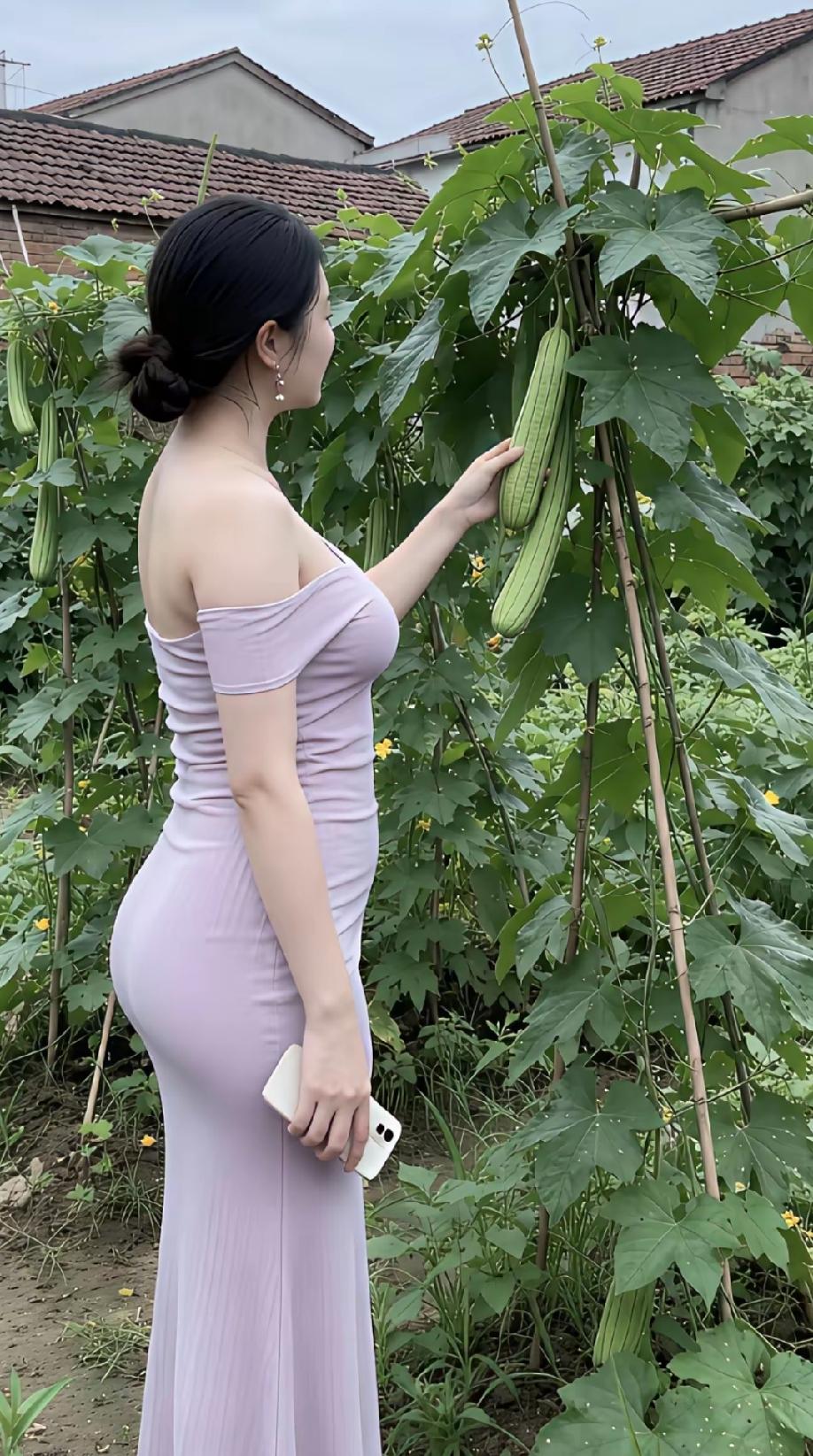 这样的美女来到丝瓜地里，终于懂蓬荜生辉的含义了！

我敢肯定，百分之百的人都看这