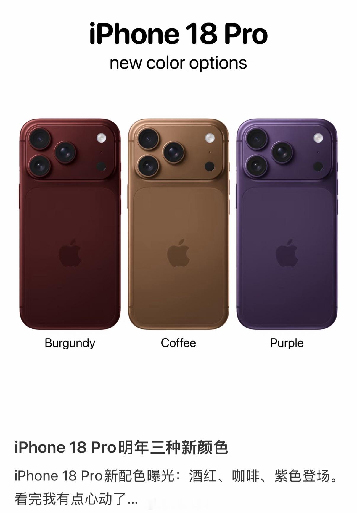 据说是iPhone 18Pro的三个配色（不保真看多了貌似也也不难看哈[笑cry