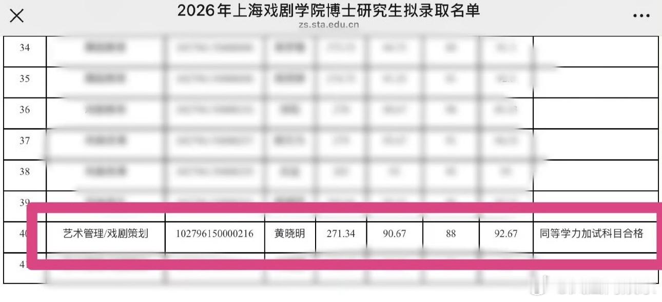 黄晓明拟录取上戏博士6月10日，上海戏剧学院研究生招生官网发布《2026年博士研