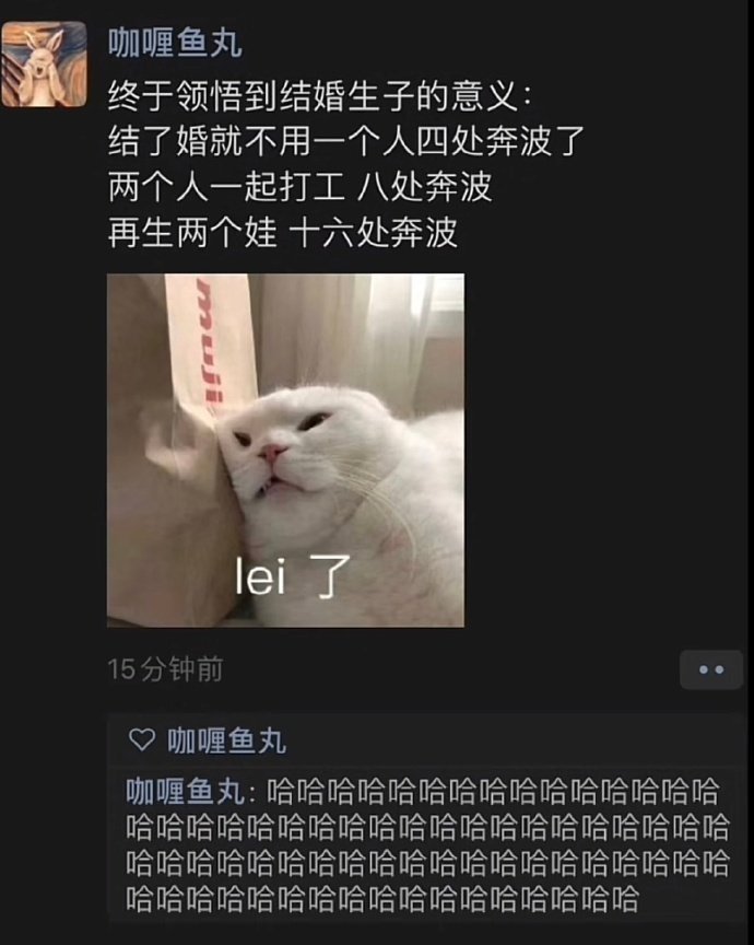 终于领悟到结婚生子的意义： ​​​