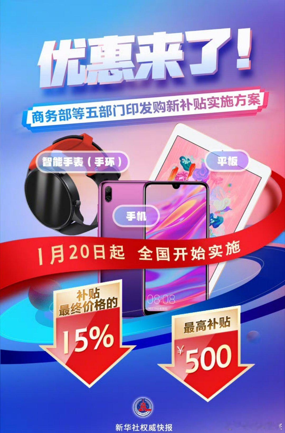 6000元以下手机补贴最终价格的15% 看到了没？购买6000元以下的手机最高补