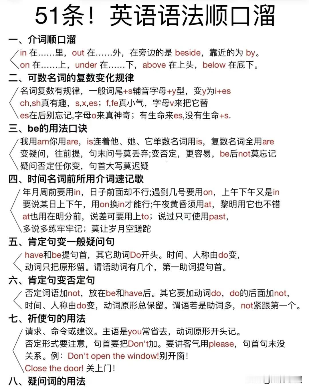 背下来，你的英语就太牛了！巧记语法！英语语法和语法顺口溜全都详细整理出来！零基础