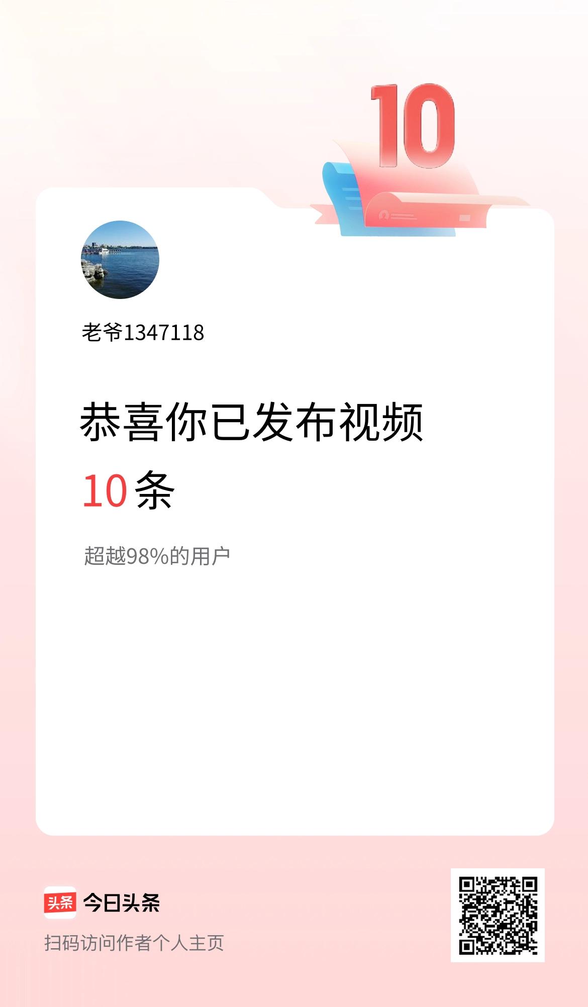 我在头条累计视频投稿10个