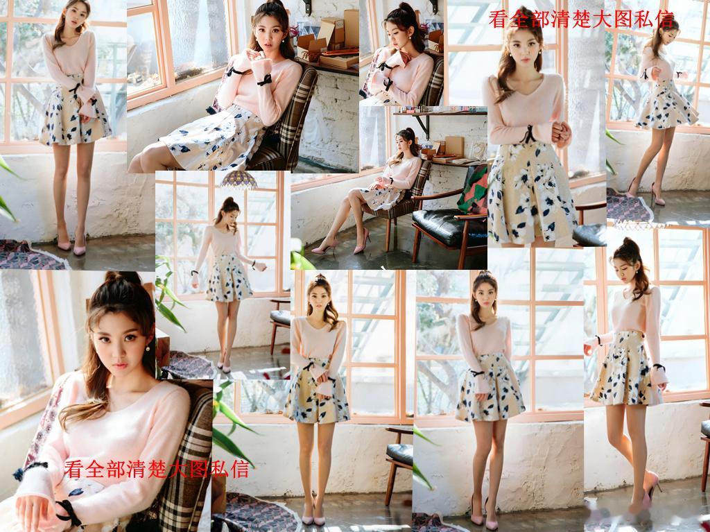 碎花裙搭配肉丝粉色高跟鞋... ​​​