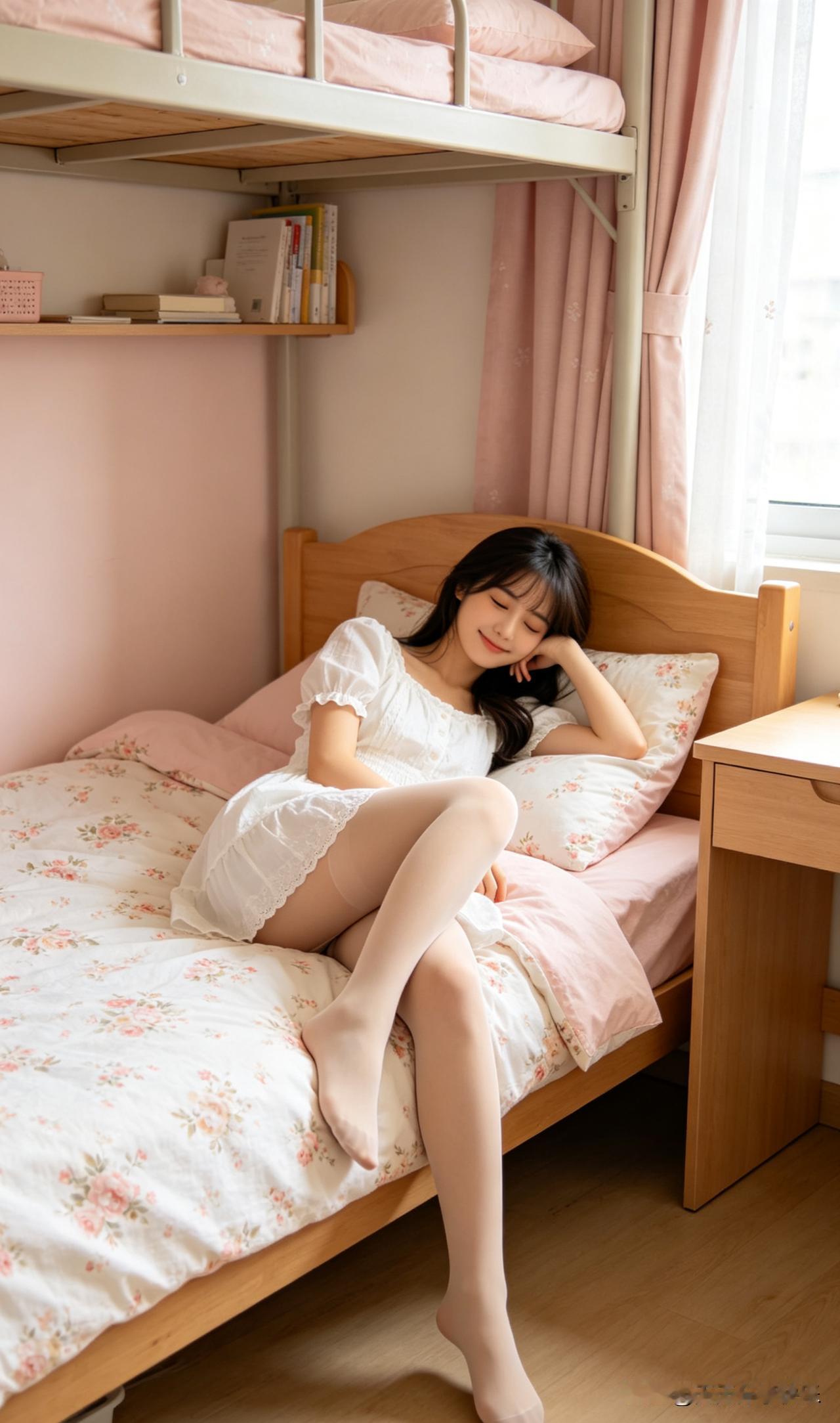 ai女大学生寝室很干净，她在睡觉AI寝室生活照 ai宿舍 AI宿舍生活照 AI宿