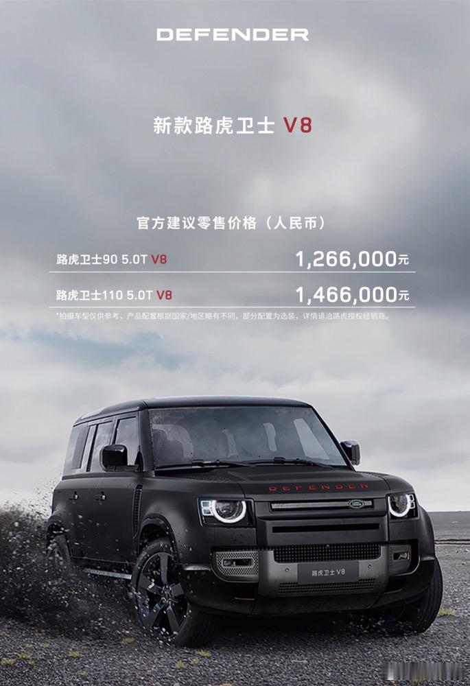 2025款路虎卫士90/110顶配V8车型上市，售126.6万元起新车提供 8 