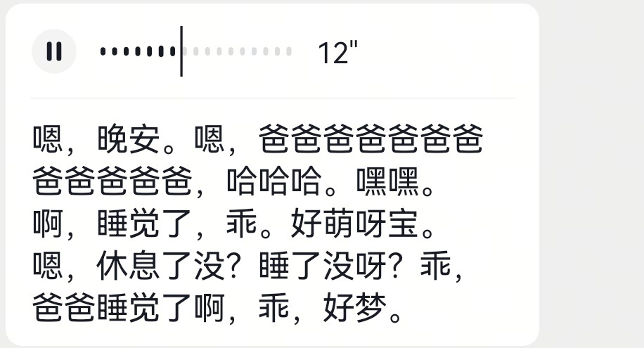 我不行了这语音转文字一直逗我笑，为啥宝宝能识别成爸爸 