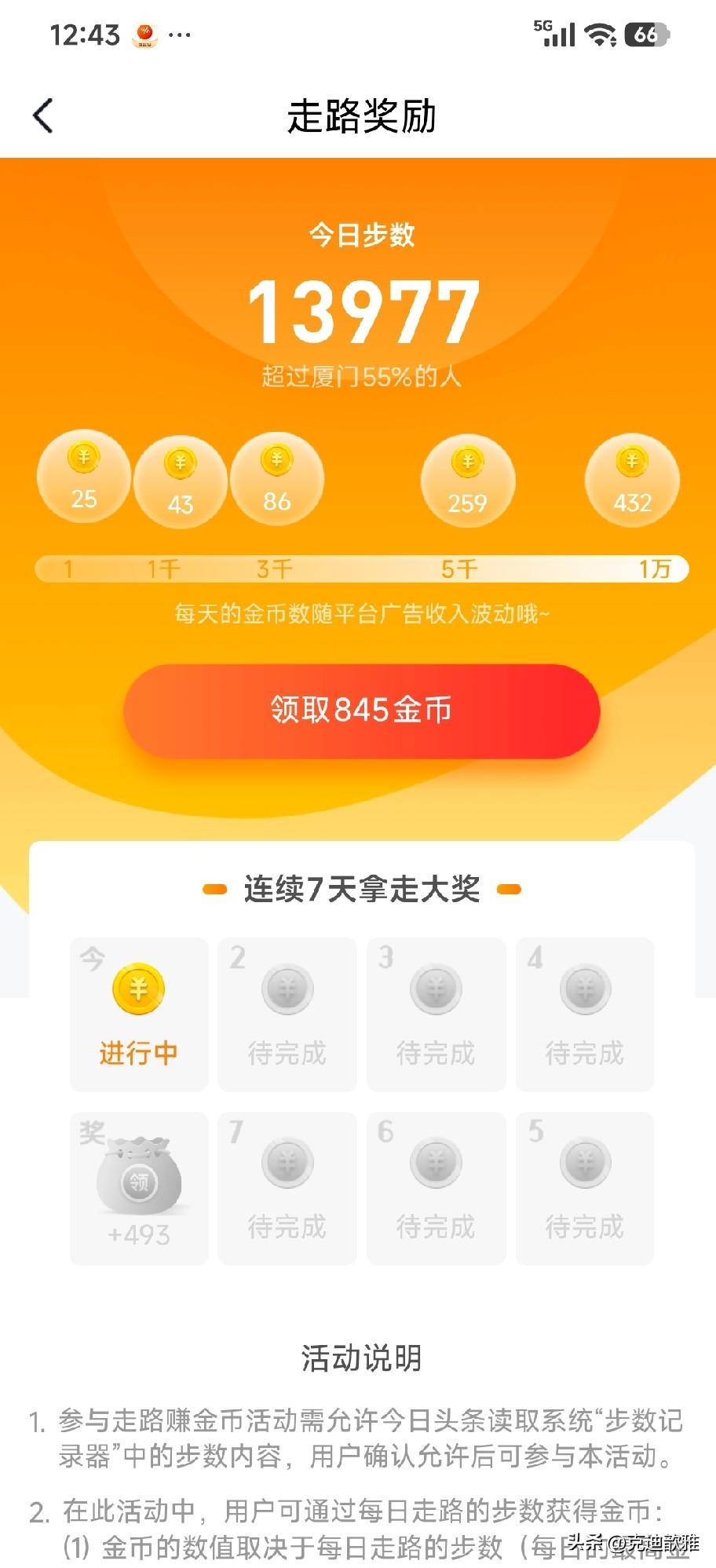 您猜我今天走了多少步？
走了13977步！
这1万3千9百步里面，至少有3千9百