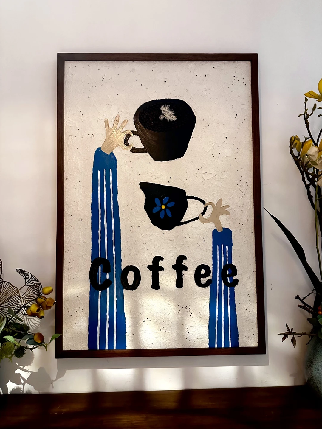 我的咖啡角｜被朋友送的画惊艳到了☕️
