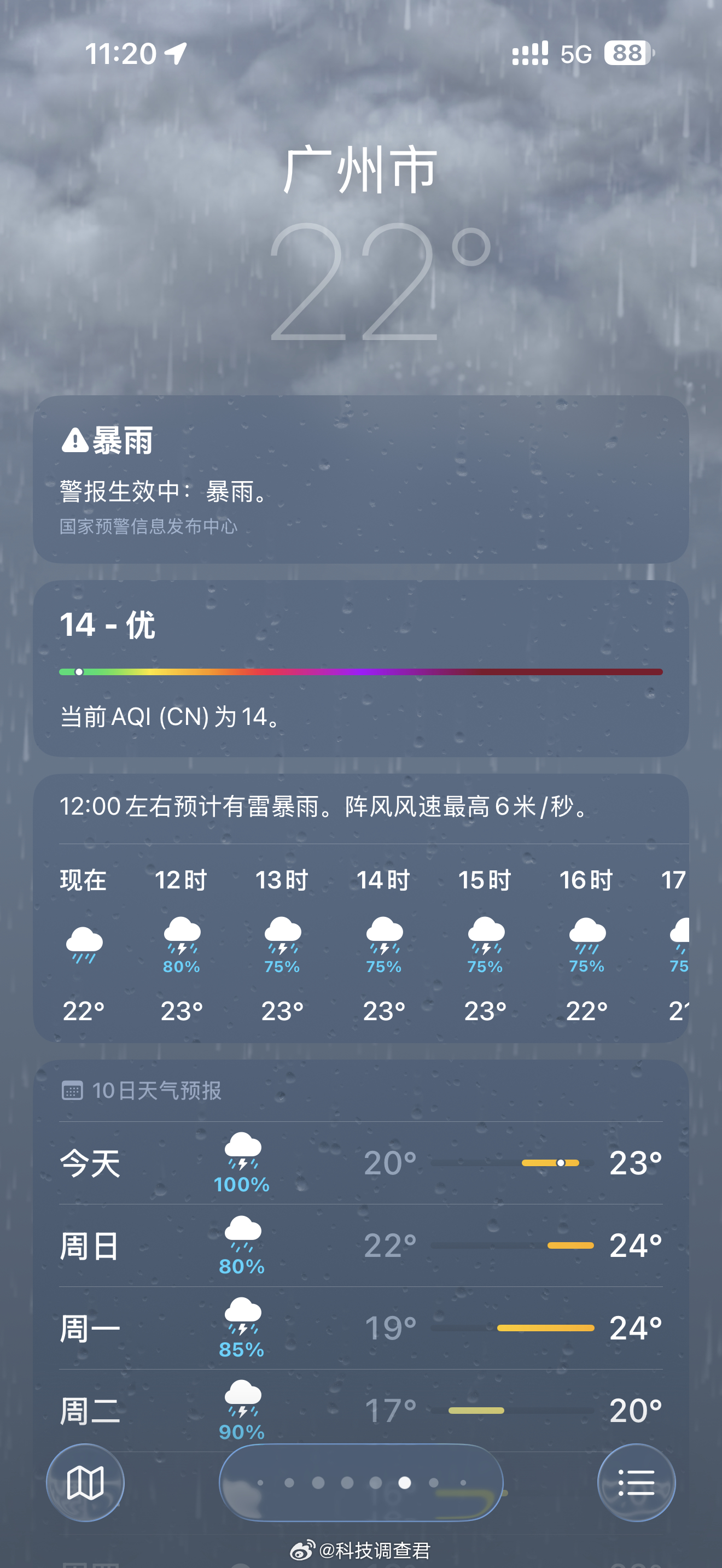 北方多地下雪南方大到暴雨下周五天都在广州出差这天气太猛了～ 