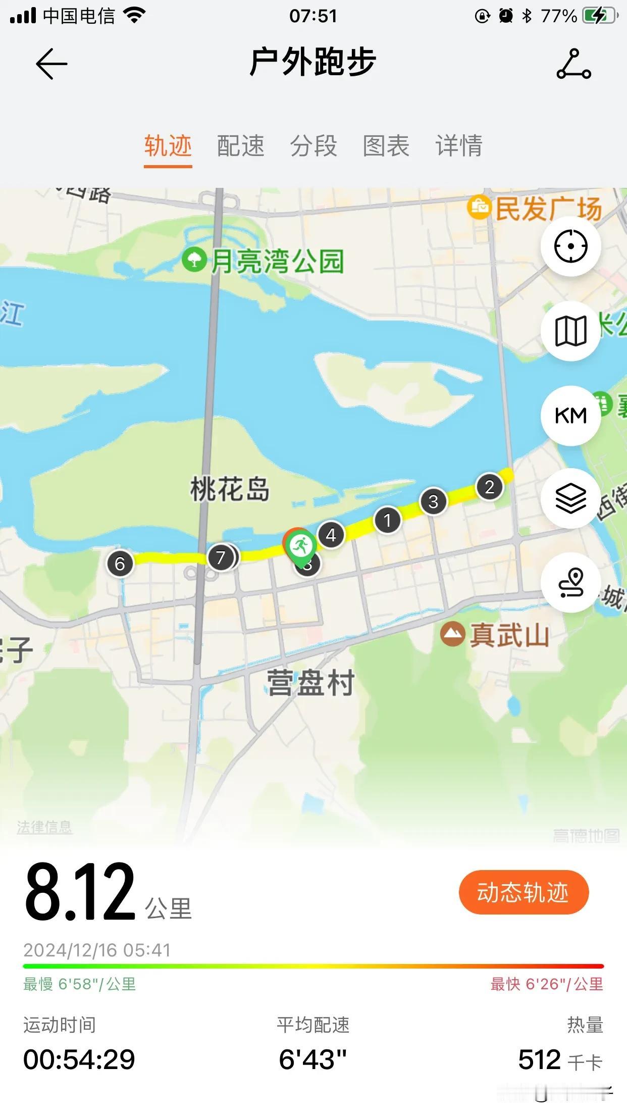 爱运动，爱跑步🏃‍♂️“每周一跑”第8次，滨江大道/汉江大堤相同的路线，用时0