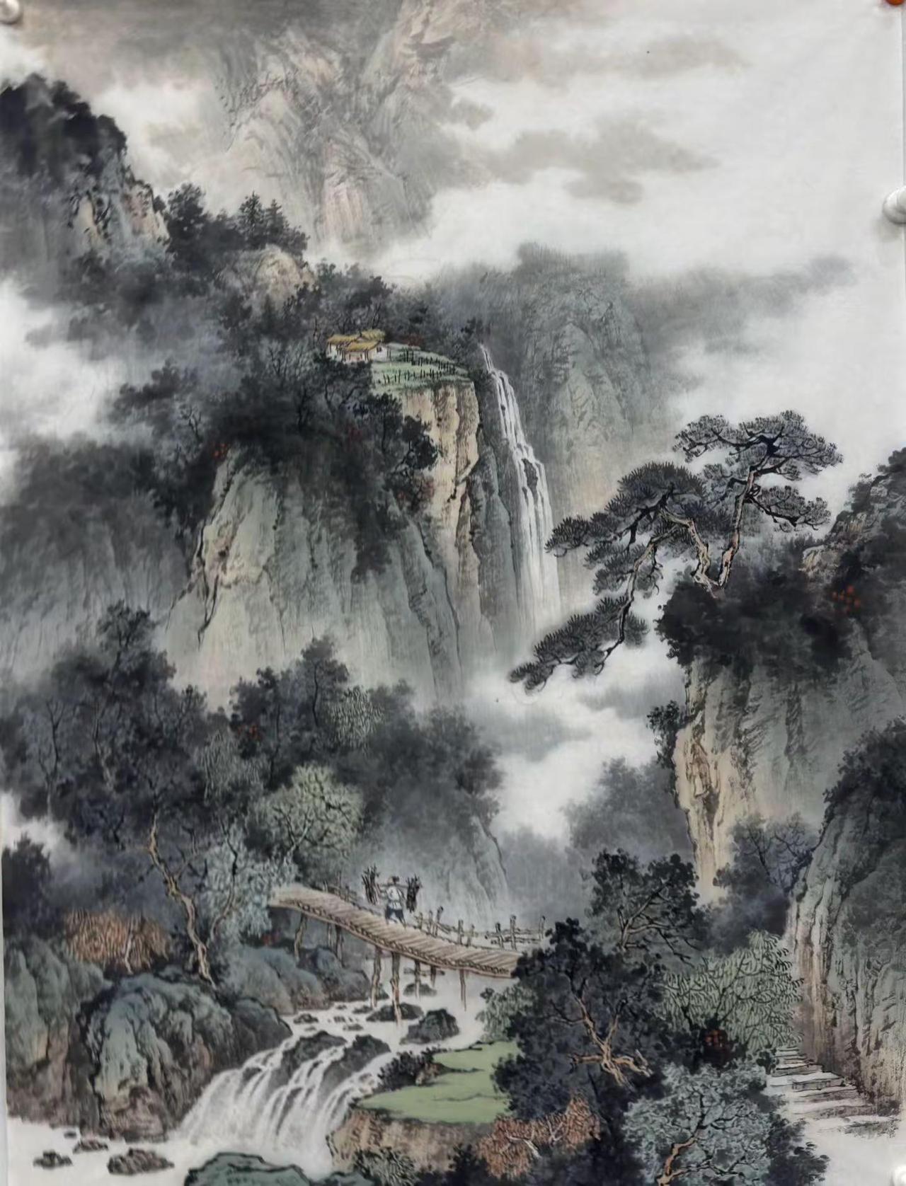 送财图。水墨山水创作者中心 创作灵感 写意国画 山水画 尺寸：93×70cm