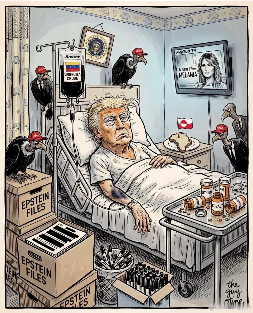 有X博主为特朗普创作了一副漫画！不知道特朗普下台后，会不会有他与爱泼斯坦 的内容