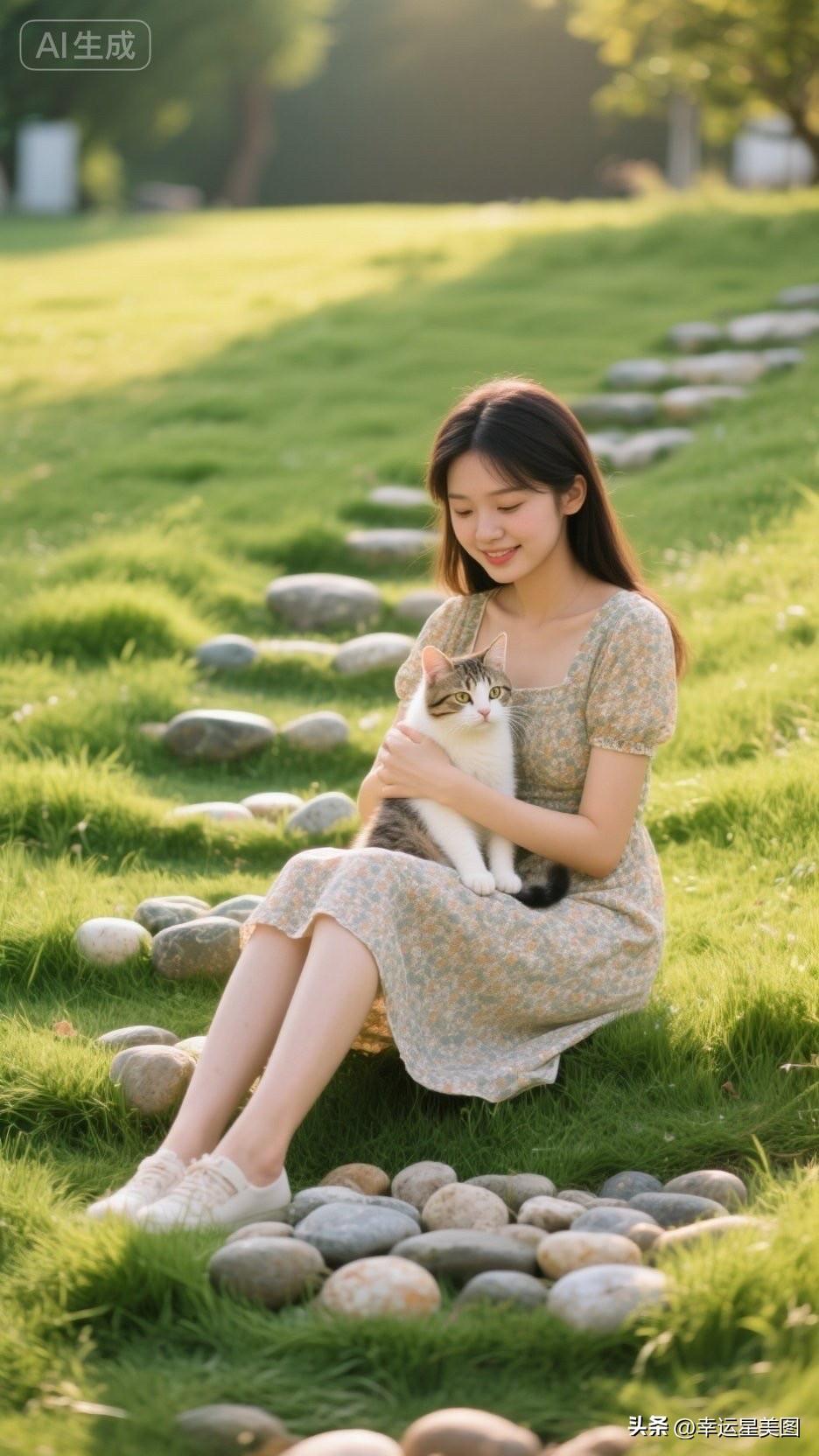 阳光下的美好时光，与猫咪的温馨时刻🌞🐱
