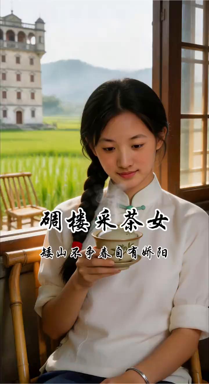 碉楼采茶女，矮山不争春自有娇阳，一盏茶暖了谁的心？
都说红茶暖胃，可她这盏偏偏暖