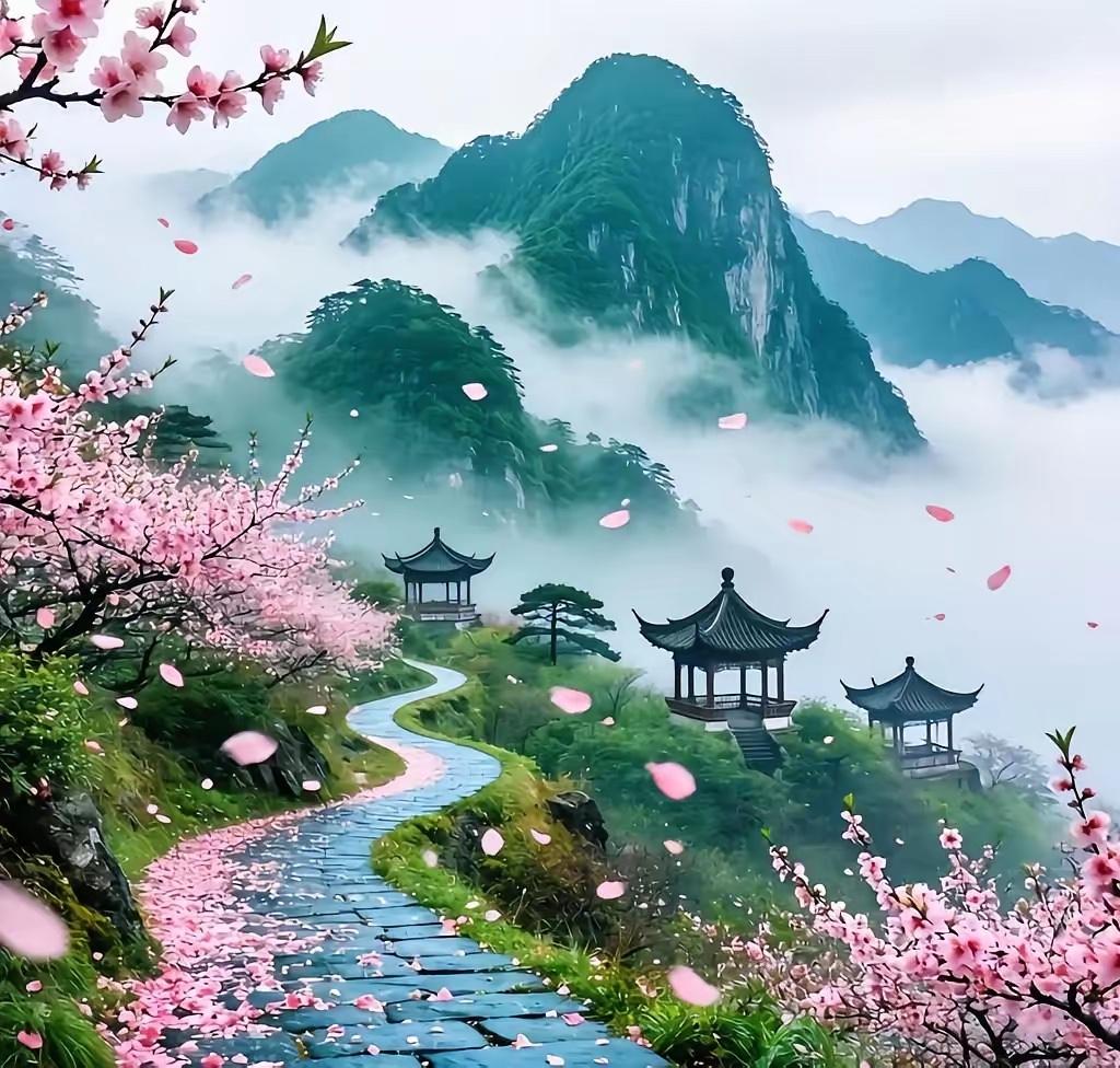 平平仄仄）飞花逐径，
仄仄平平）北岳悬空。