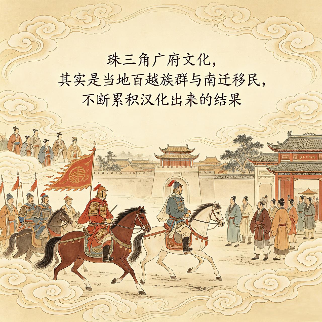 翻阅资料，总体来看----珠三角“广府文化”，其实是当地百越族群与南迁移民，不断
