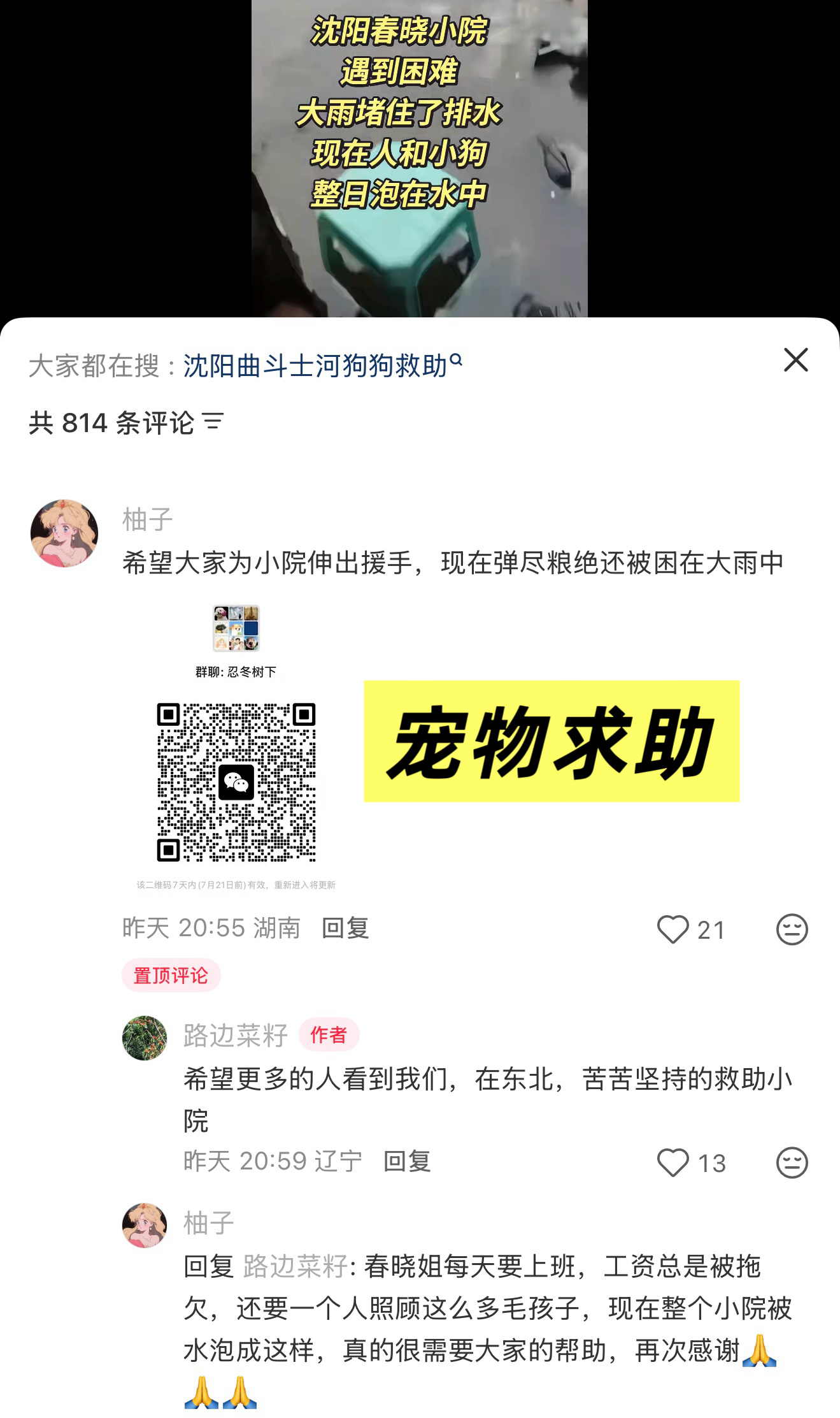 整理了一些求助与救助信息，帮扩东北暴雨辽宁暴雨台风巴威